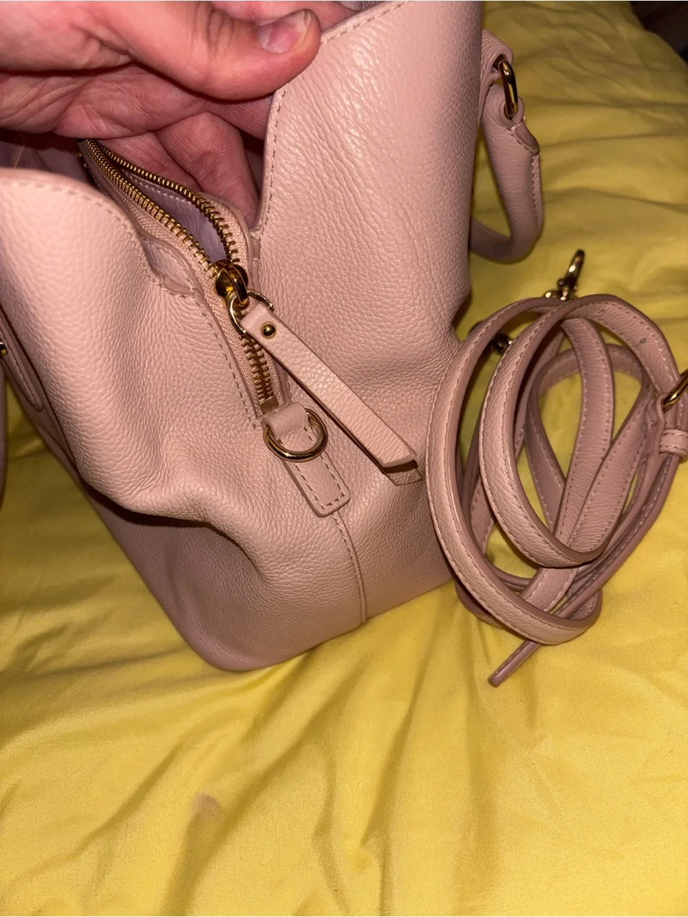 kate spade Blush Pink Pebbled Leather Tote with Gold Hardware